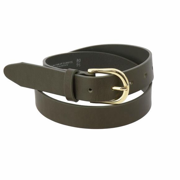 - Women's Belt In Vegetable-tanned Bull Leather, 3 Cm Wide, Rivoli - Khaki😇 - Picture 5 of 7